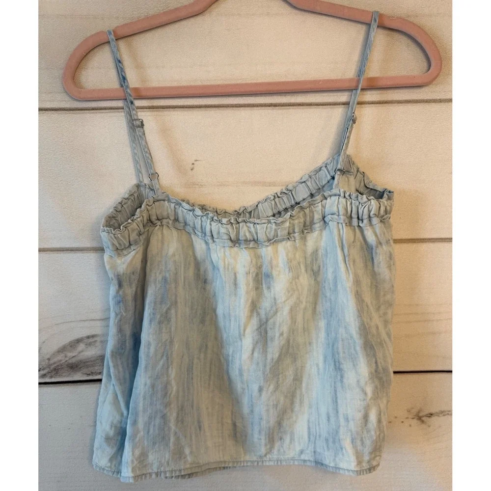 Cloth & Stone Anthropologie Acid Wash Tencel Cami Ruffle Tank Top Blue Small - Picture 6 of 6
